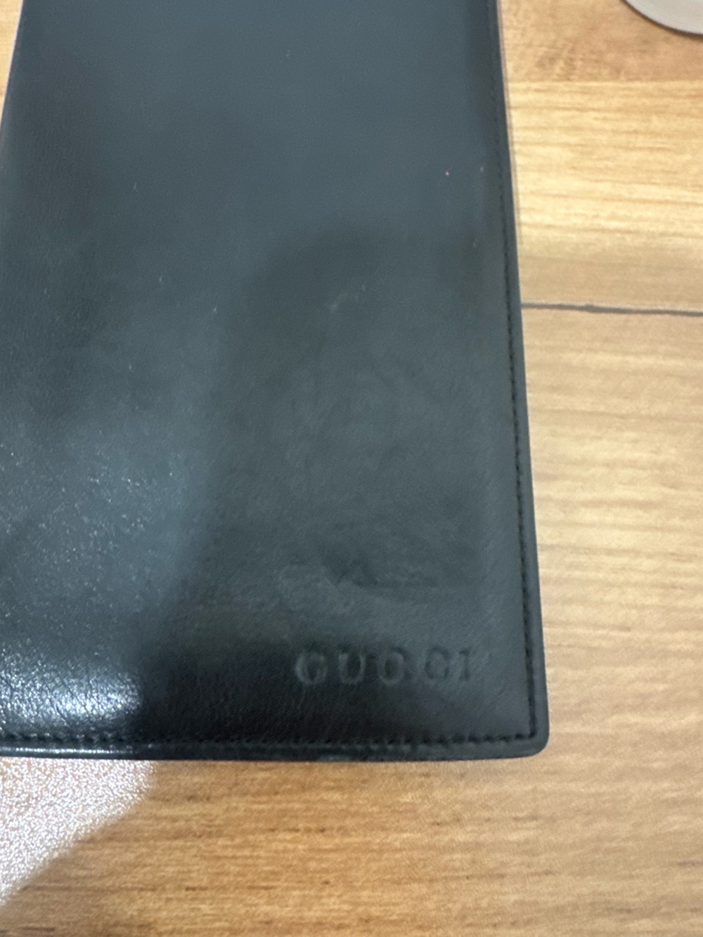 Vintage Gucci Black Leather Long Breast Pocket Wallet - Slim Billfold - Picture 5 of 13